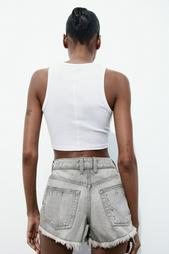 TRF RIPPED MID-RISE DENIM SHORTS