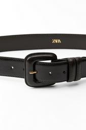 LEATHER BELT WITH SQUARE BUCKLE