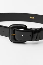 LEATHER BELT WITH SQUARE BUCKLE