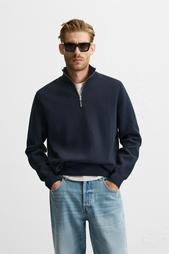 HIGH NECK QUARTER-ZIP SWEATER