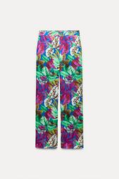 SATIN TROPICAL PRINT TROUSERS