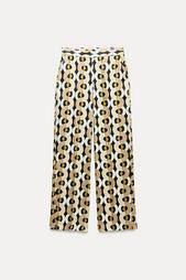 GEOMETRIC PRINT STRAIGHT-LEG TROUSERS