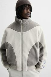 COLOUR BLOCK FAUX SHEARLING JACKET