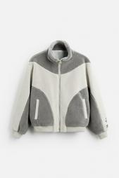 COLOUR BLOCK FAUX SHEARLING JACKET