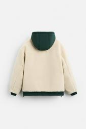 CONTRAST FAUX SHEARLING JACKET