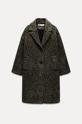 ANIMAL PRINT WOOL BLEND COAT ZW COLLECTION