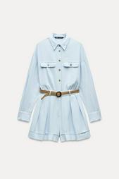 LINEN-BLEND PLAYSUIT WITH BELT