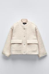 BOUCLÉ BOMBER JACKET WITH POCKETS