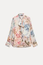 FLORAL PRINT SHIRT WITH TIE DETAIL