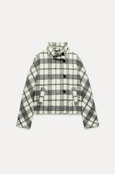 CHECKED HIGH-NECK JACKET