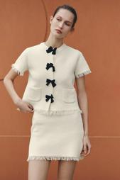 FRAYED KNIT MINI SKIRT