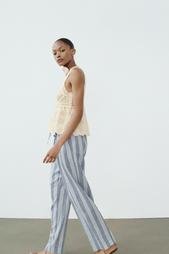 STRIPED LINEN BLEND TROUSERS