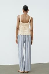 STRIPED LINEN BLEND TROUSERS