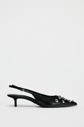 STUDDED KITTEN HEEL SLINGBACK SHOES