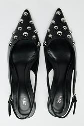 STUDDED KITTEN HEEL SLINGBACK SHOES