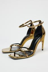 METALLIC SANDALS WITH OVAL HEEL