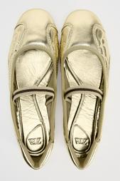 LAMINATED BALLET FLATS WITH ELASTIC DETAIL