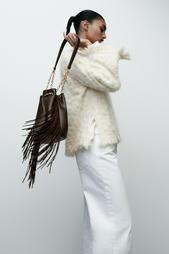 CYLINDRICAL BUCKET BAG WITH FRINGING