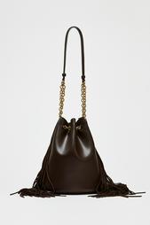 CYLINDRICAL BUCKET BAG WITH FRINGING